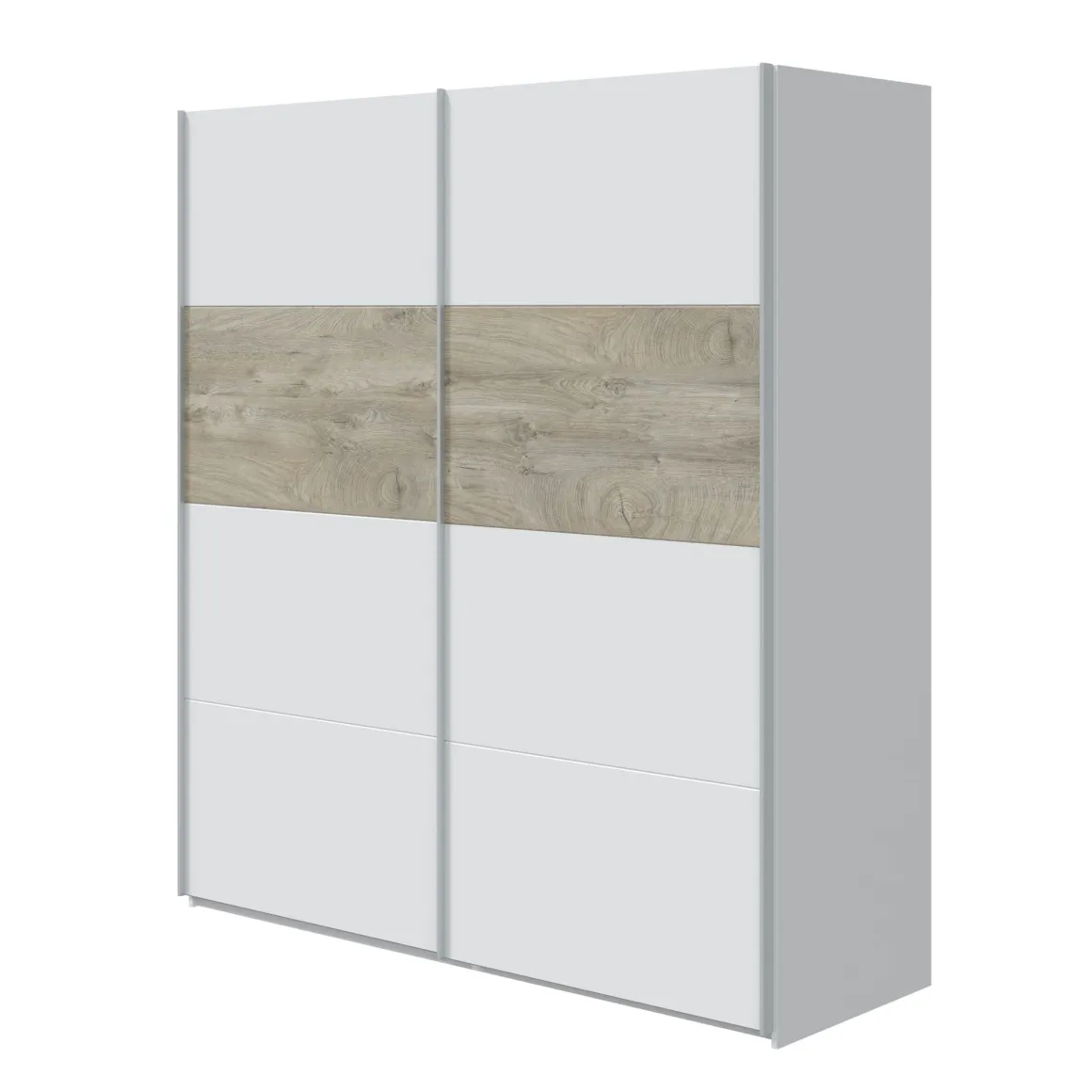 Armoire avec 2 portes coulissantes - Coloris blanc et chêne - AR81002