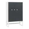 Armoire basse 2 portes en bois blanc et anthracite - AR17027