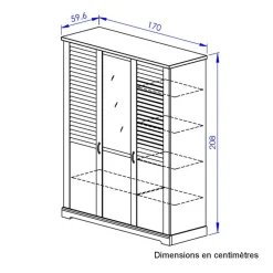 Armoire en bois clair 3 portes avec miroir - AR5070
