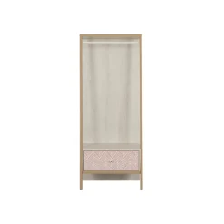 Armoire enfant portant à vêtements 1 tiroir en bois imitation chêne blanchi - PO5058