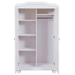 Armoire 2 portes en bois massif blanc laqué - AR12021