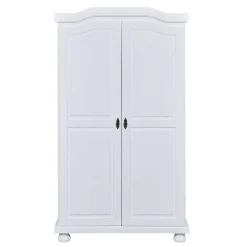 Armoire 2 portes en bois massif blanc laqué - AR12021