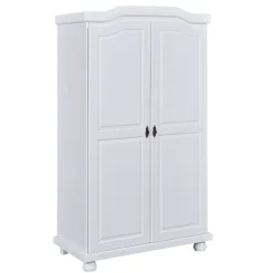 Armoire 2 portes en bois massif blanc laqué - AR12021