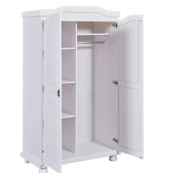 Armoire 2 portes en bois massif blanc laqué - AR12021