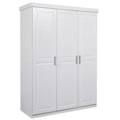 Armoire 3 portes en bois massif blanc - AR12023