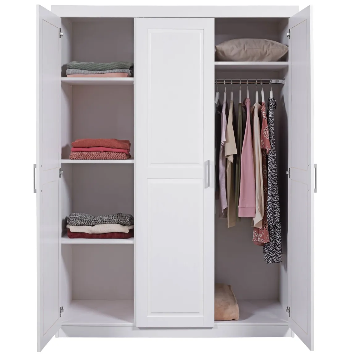 Armoire 3 portes en bois massif blanc - AR12023