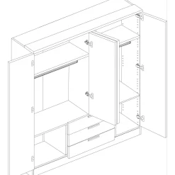 Armoire 4 portes 3 tiroirs en bois - AR9055