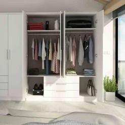 Armoire 4 portes 3 tiroirs en bois - AR9055