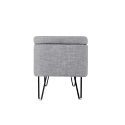 Banc de lit en tissu avec coffre de rangement et pieds épingles noirs - BA17025