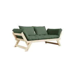 Banquette ajustable BEBOP en pin massif naturel matelas 75x200 + coussins 40x60 inclus