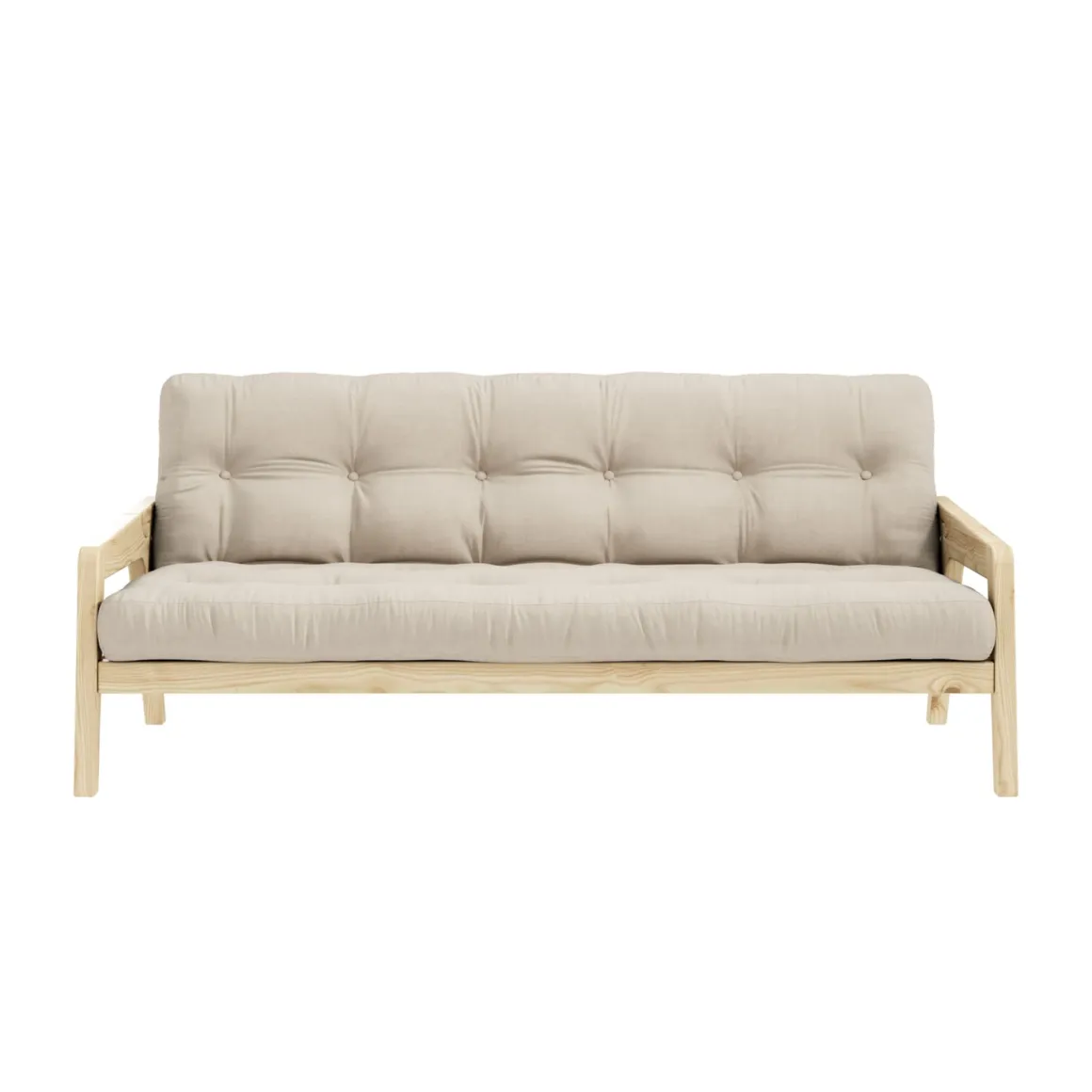 Banquette ajustable GRAB en pin massif naturel avec matelas futon 130x190