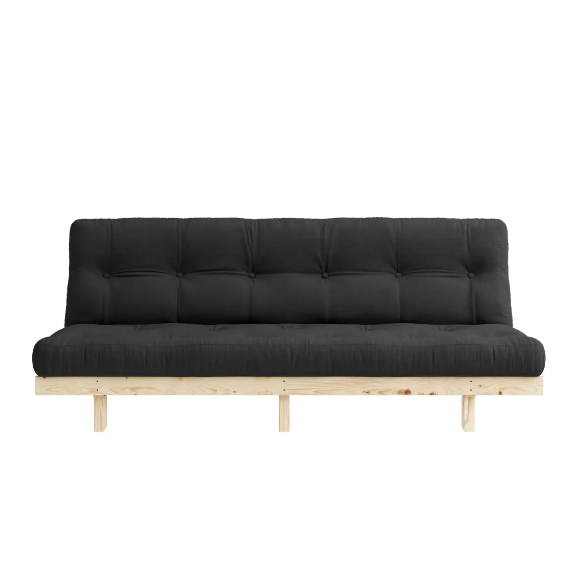 Banquette ajustable LEAN en pin massif naturel avec matelas futon 130x190