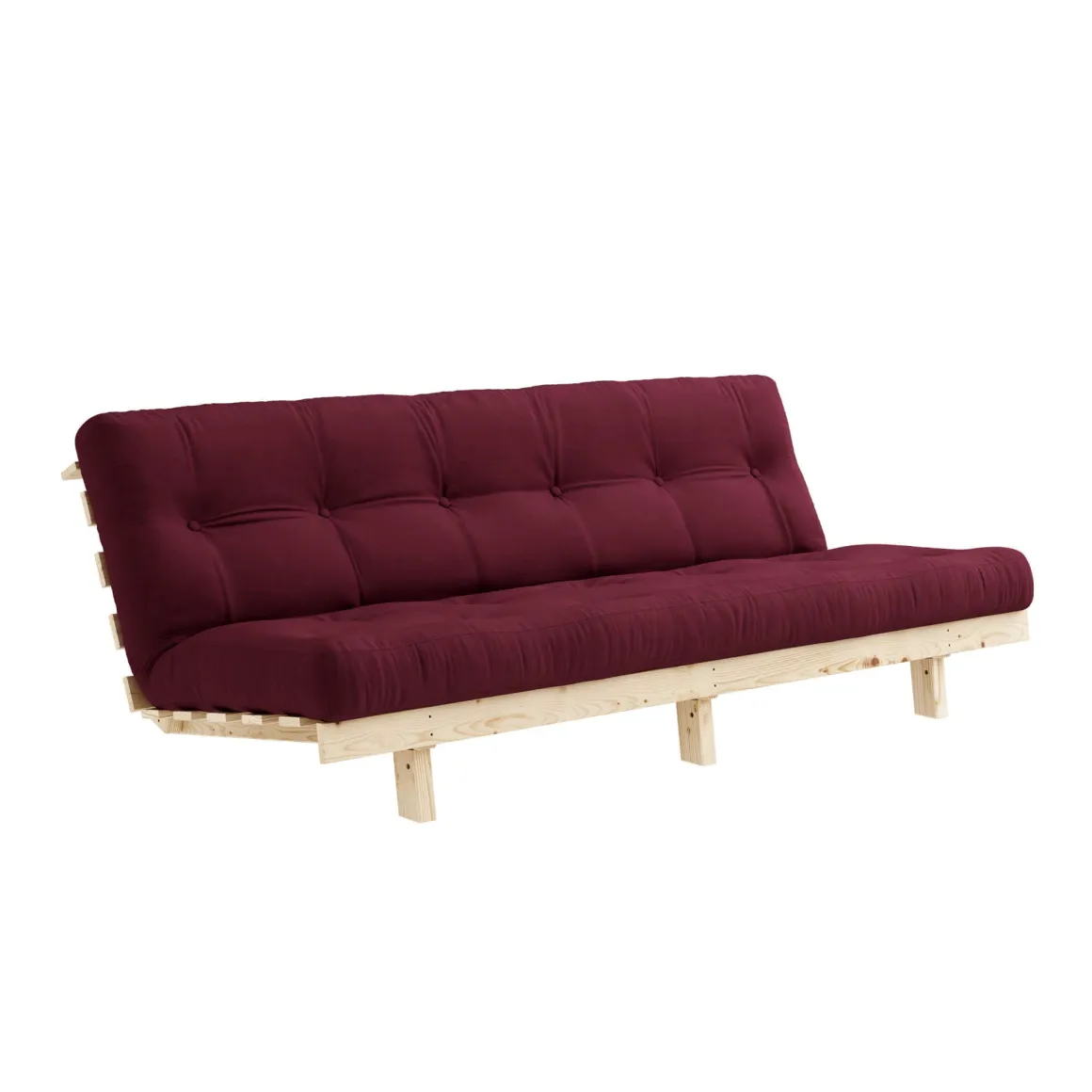 Banquette ajustable LEAN en pin massif naturel avec matelas futon 130x190