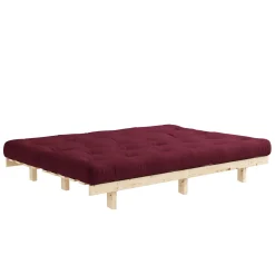 Banquette ajustable LEAN en pin massif naturel avec matelas futon 130x190