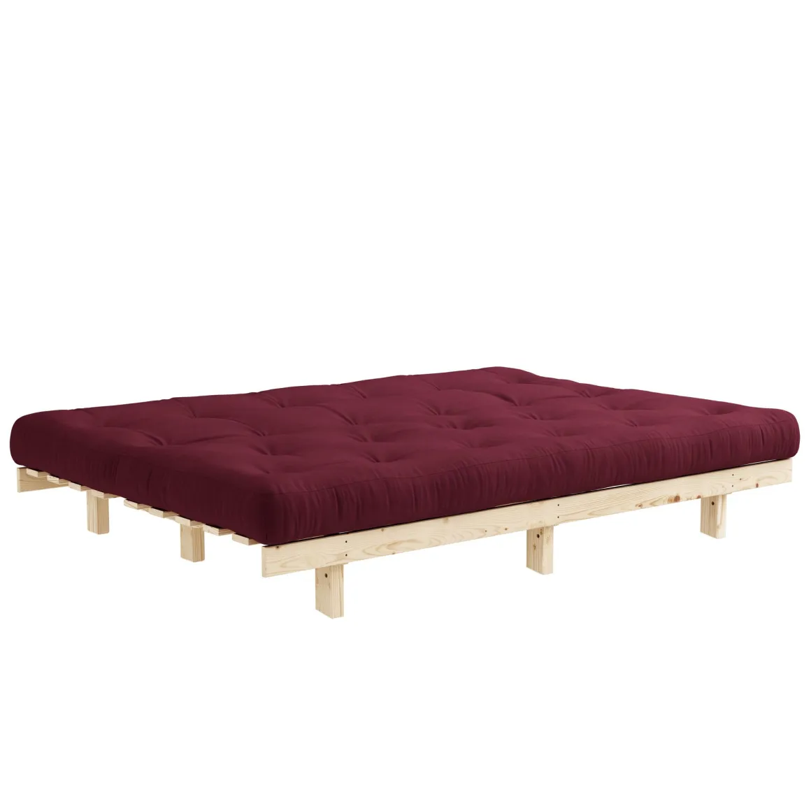 Banquette ajustable LEAN en pin massif naturel avec matelas futon 130x190
