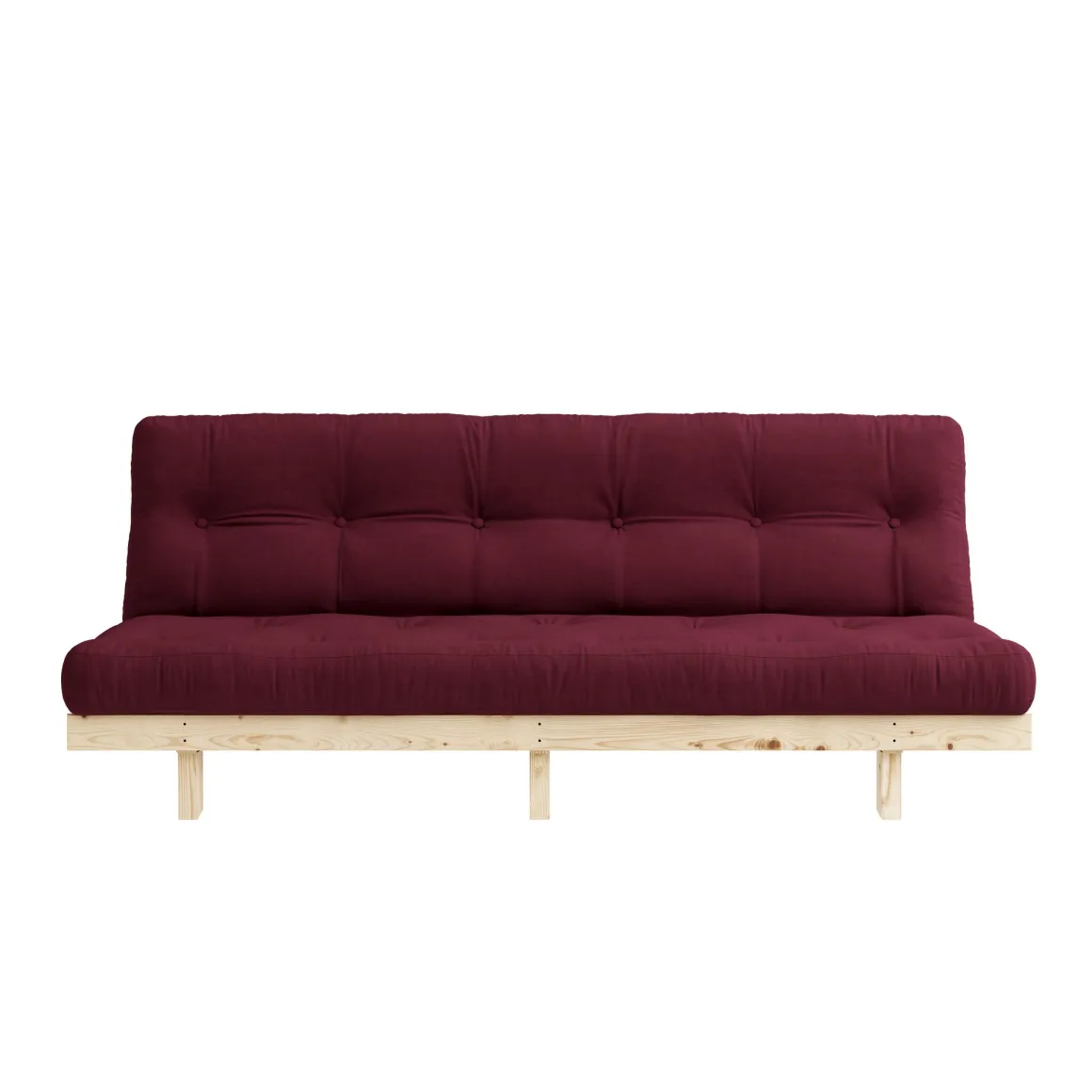 Banquette ajustable LEAN en pin massif naturel avec matelas futon 130x190