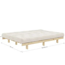 Banquette ajustable LEAN en pin massif naturel avec matelas futon 130x190