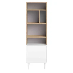 Bibliothèque en bois avec placard et niche de rangement - BI6005