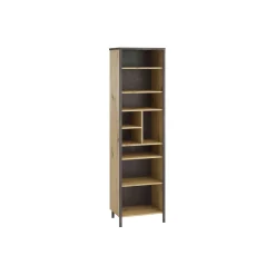 Bibliothèque haute 9 cases en bois imitation chêne clair - BI13001-1