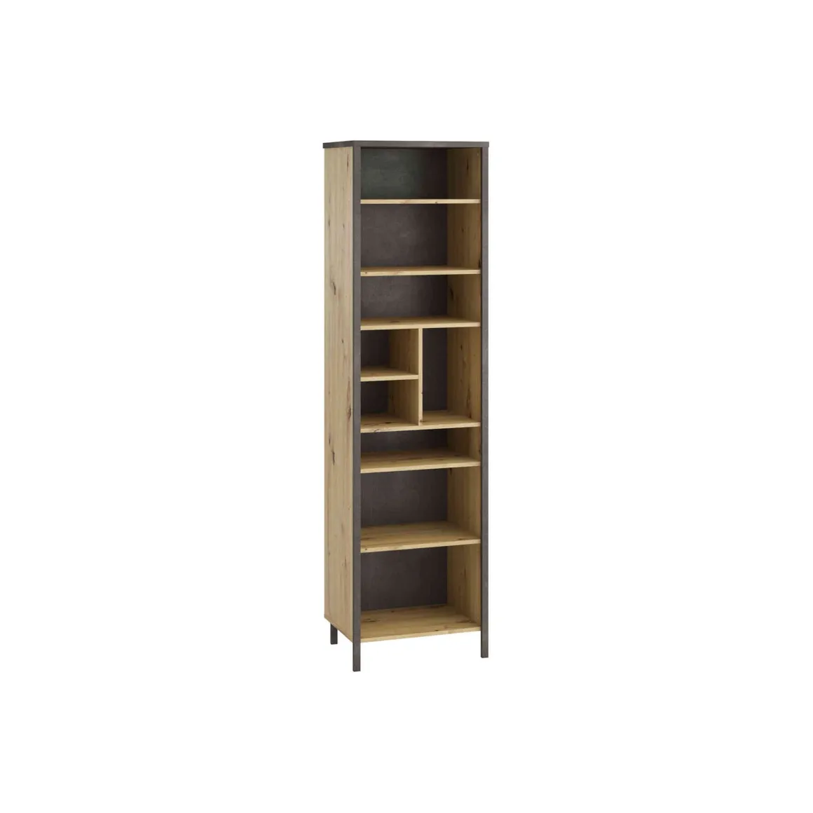 Bibliothèque haute 9 cases en bois imitation chêne clair - BI13001-1
