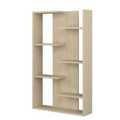 Bibliothèque 7 étagères en quinconce en bois imitation chêne clair - BI9045