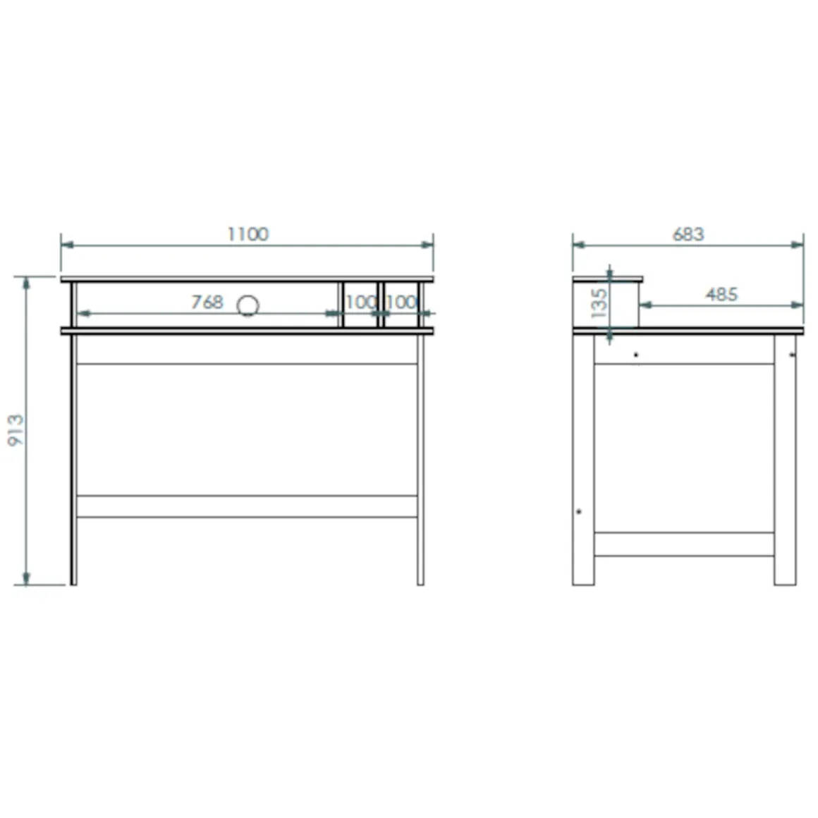 Bureau avec surmeuble en bois blanc - BU12034