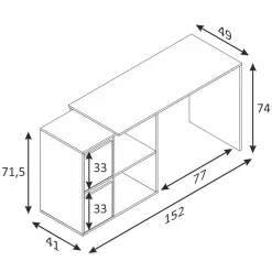 Bureau blanc multiposition avec rangements - BU81004
