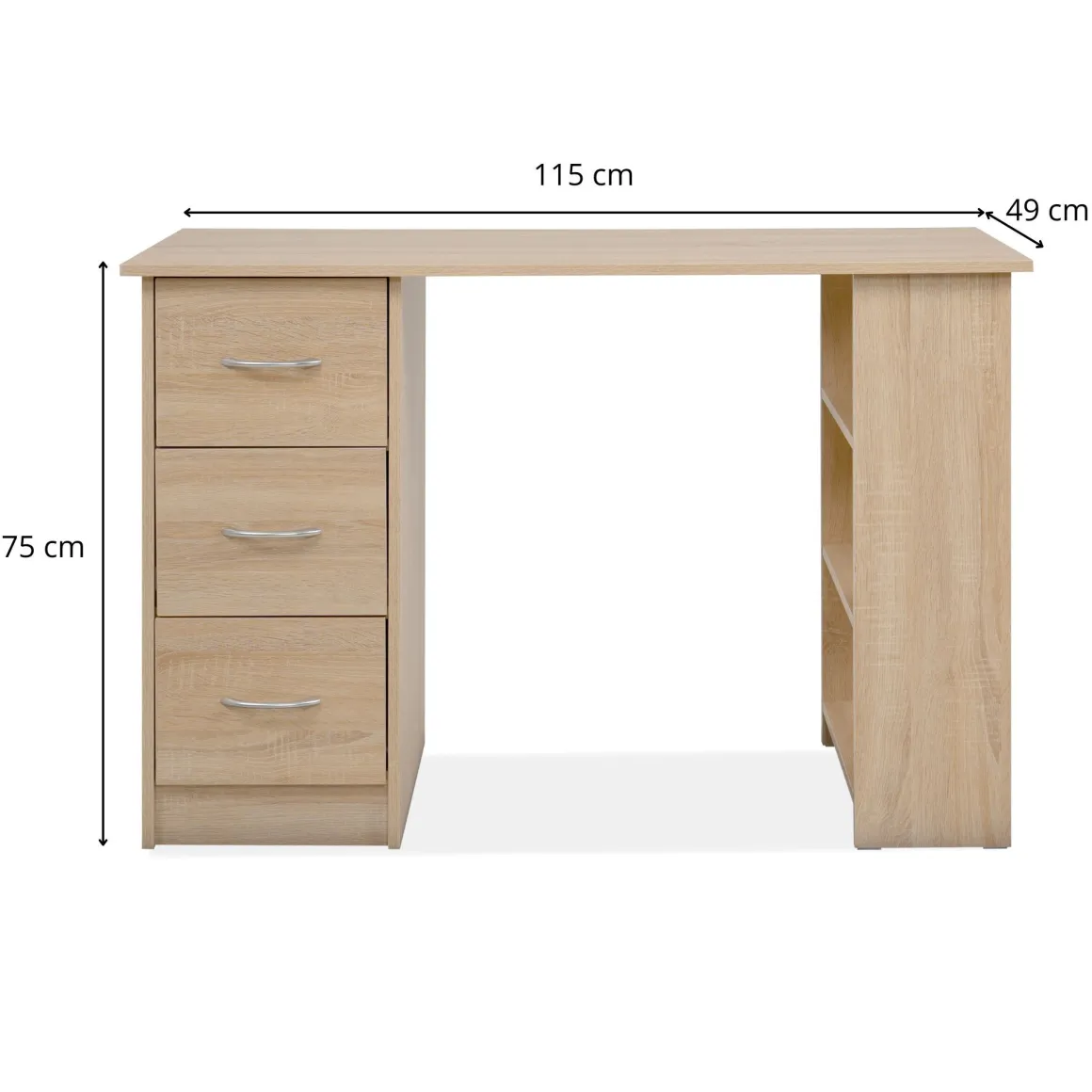 Bureau bois avec tiroirs et étagère