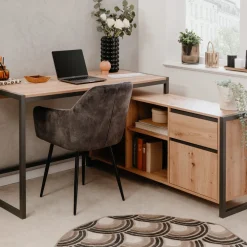Bureau d'angle bois clair contrasté - BU70105
