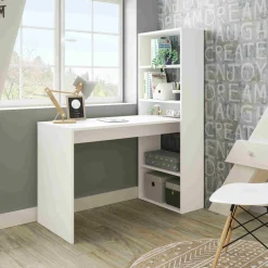Bureau en bois réversible avec étagères