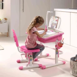 Bureau enfant ajustable en hauteur rose 301 + chaise - Terre de Nuit