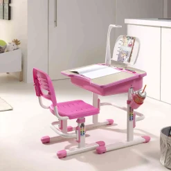 Bureau enfant ajustable en hauteur rose 301 + chaise - Terre de Nuit