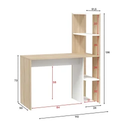 Bureau réversible avec étagères