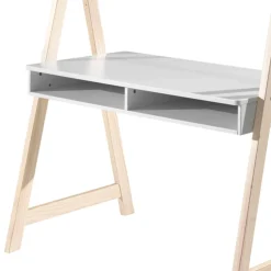 Bureau tipi enfant 2 niches en bois blanc - BU2034