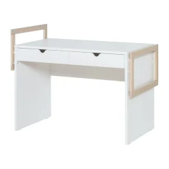 Bureau 2 tiroirs en bois blanc et imitation chêne - BU13038