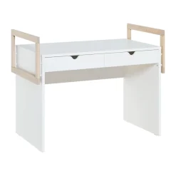 Bureau 2 tiroirs en bois blanc et imitation chêne - BU13038