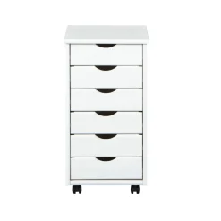 Caisson 6 tiroirs pin massif vernis blanc