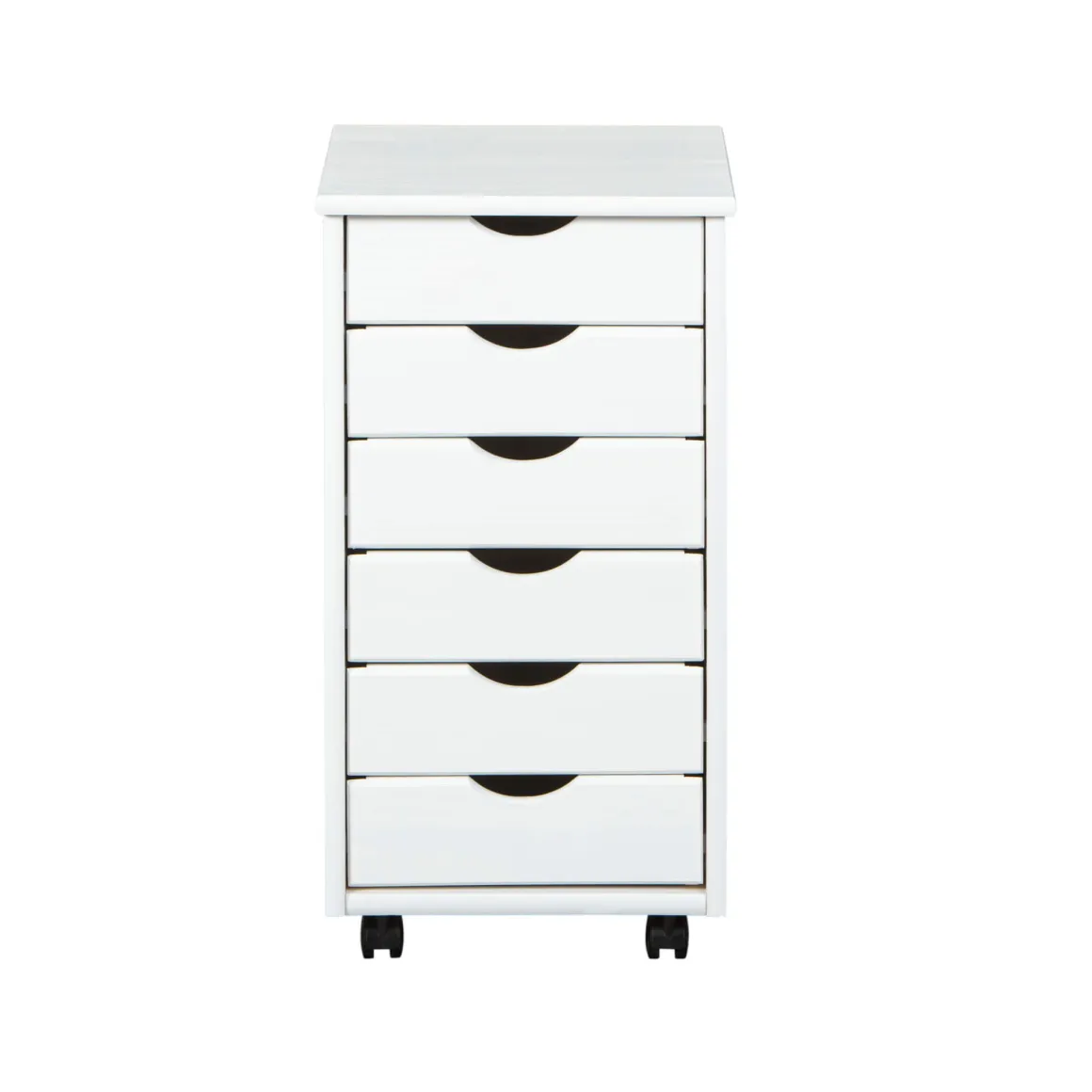 Caisson 6 tiroirs pin massif vernis blanc