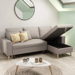Canapé convertible d'angle scandinave 3 places en tissu - CA00002