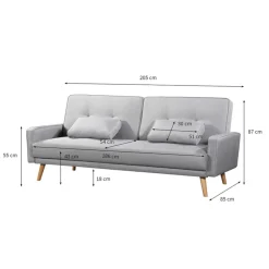 Canapé convertible droit scandinave 3 places en tissu - CA00001
