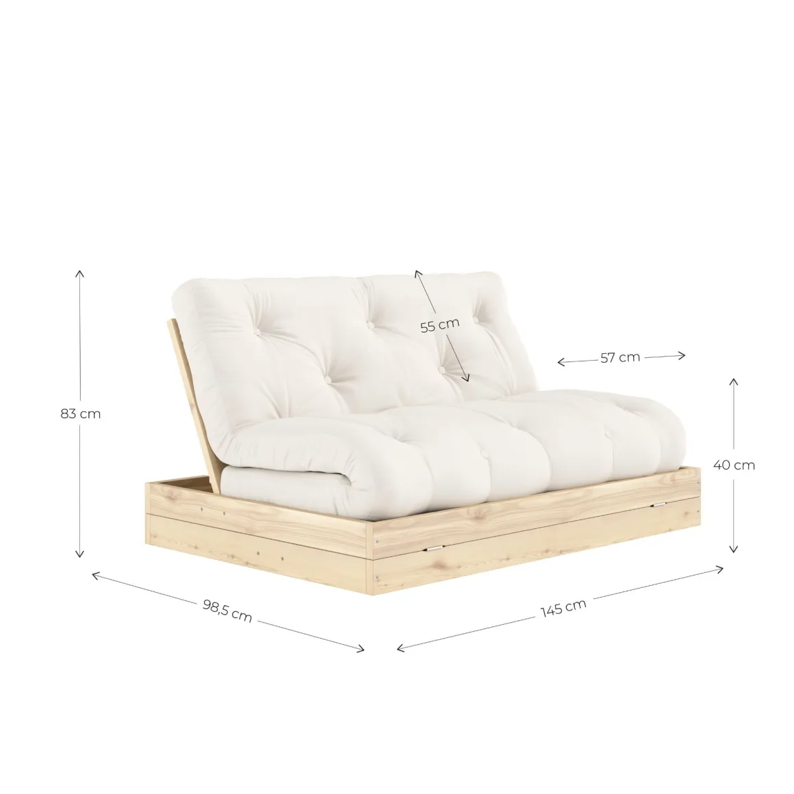 Canapé convertible en pin massif avec futon FLIP