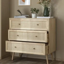 Chambre lit cannage avec commode ANNA