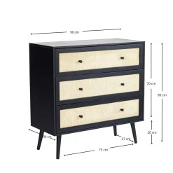 Chambre lit cannage avec commode ANNA