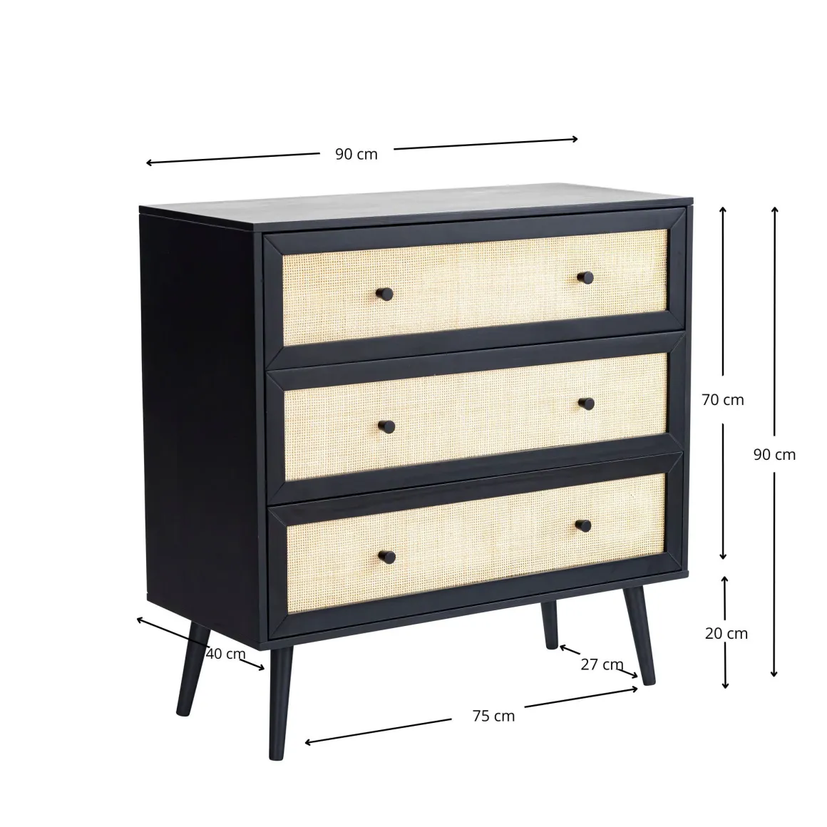 Chambre lit cannage avec commode ANNA