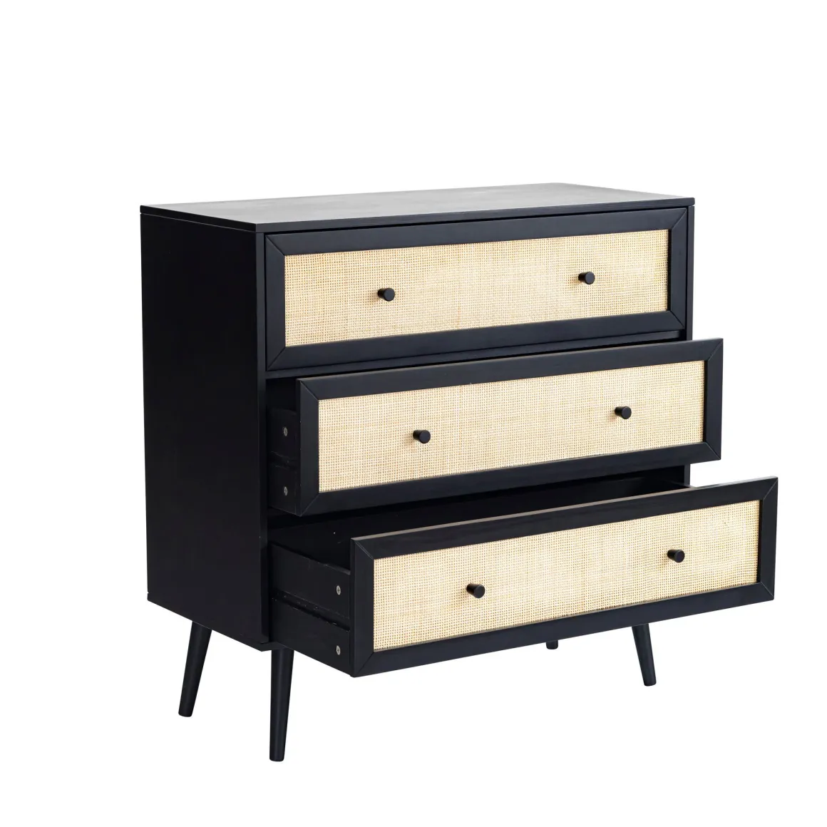 Chambre lit cannage avec commode ANNA