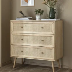 Chambre lit cannage avec commode ANNA