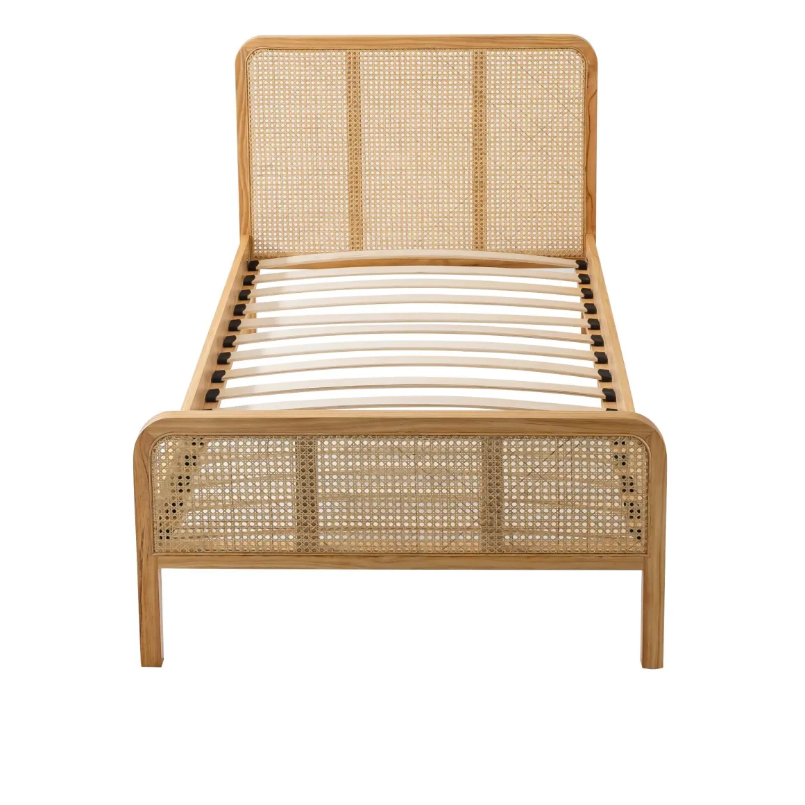 Chambre lit cannage enfant avec commode bois naturel ANNA