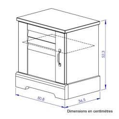 Chevet en bois clair 1 porte avec imitation châtaignier - CH5067