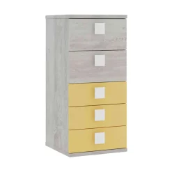 Chiffonnier 5 tiroirs en bois gris clair - CF9071