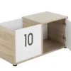 Coffre enfant 1 porte en bois imitation chêne clair et blanc - CF5052